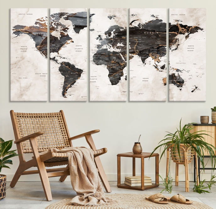 Large World Map Wall Art Canvas Print Modern Wall Decor