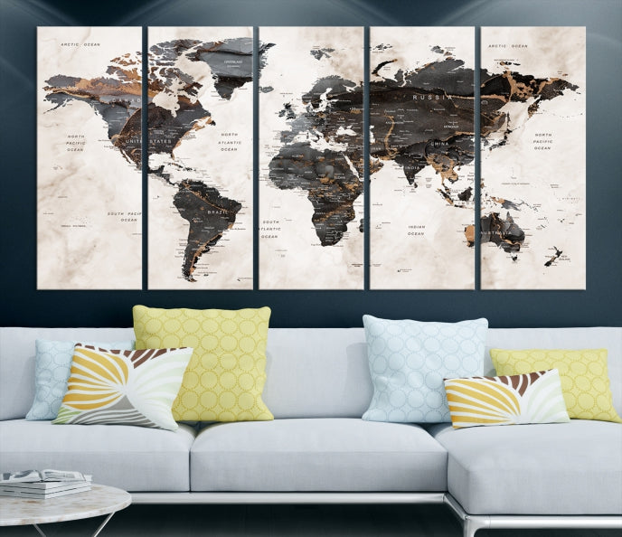 Large World Map Wall Art Canvas Print Modern Wall Decor