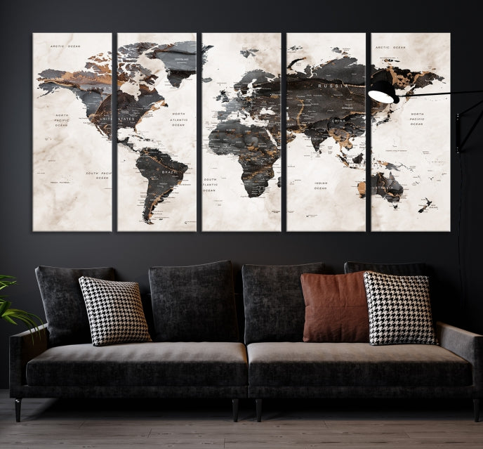 Large World Map Wall Art Canvas Print Modern Wall Decor