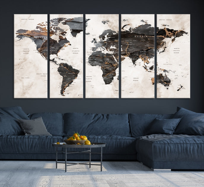 Large World Map Wall Art Canvas Print Modern Wall Decor