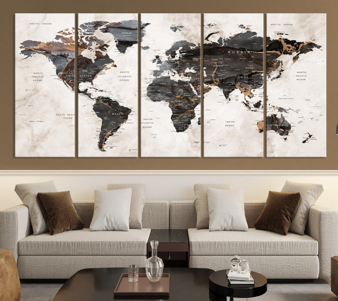 Large World Map Wall Art Canvas Print Modern Wall Decor