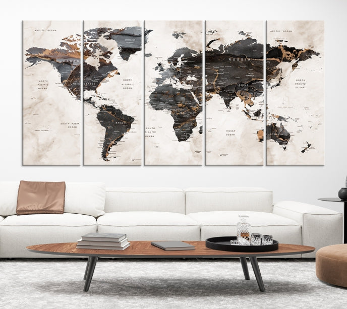 Large World Map Wall Art Canvas Print Modern Wall Decor