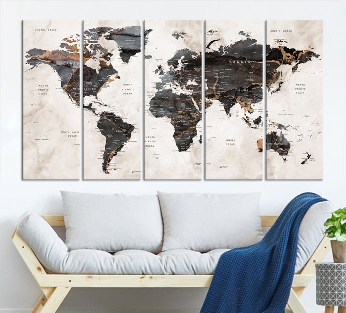 Large World Map Wall Art Canvas Print Modern Wall Decor