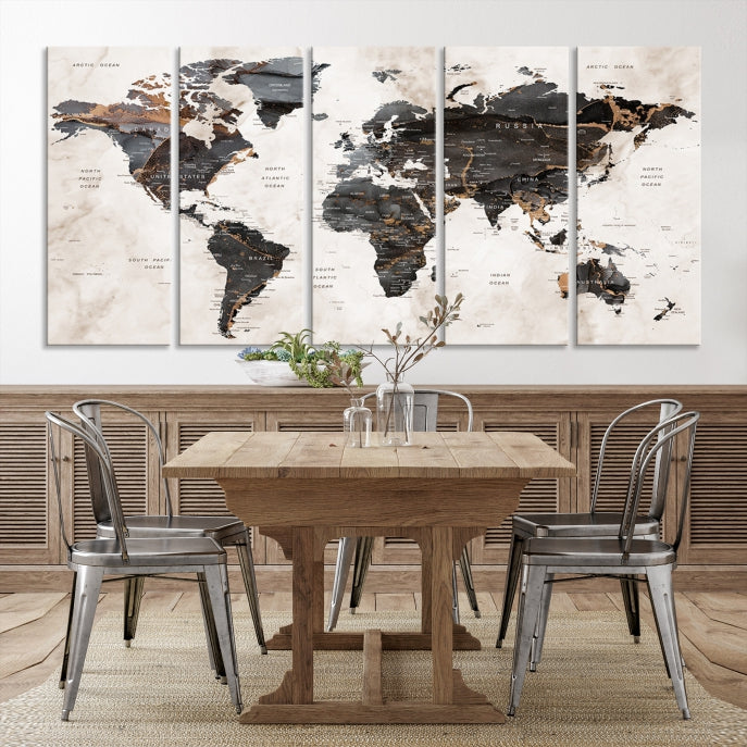 Large World Map Wall Art Canvas Print Modern Wall Decor