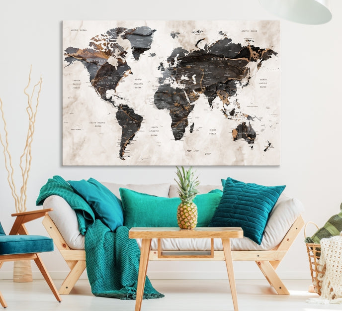 Large World Map Wall Art Canvas Print Modern Wall Decor