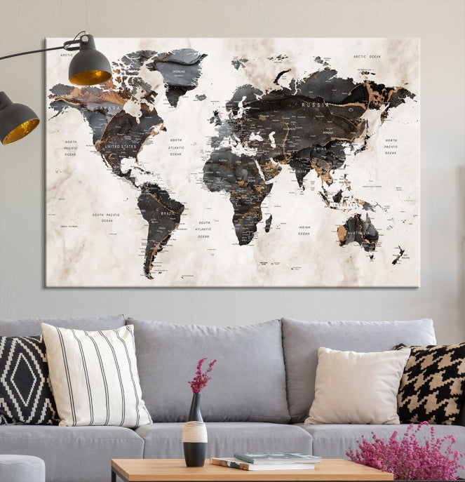 Large World Map Wall Art Canvas Print Modern Wall Decor