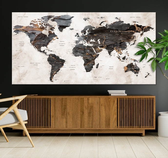 Large World Map Wall Art Canvas Print Modern Wall Decor