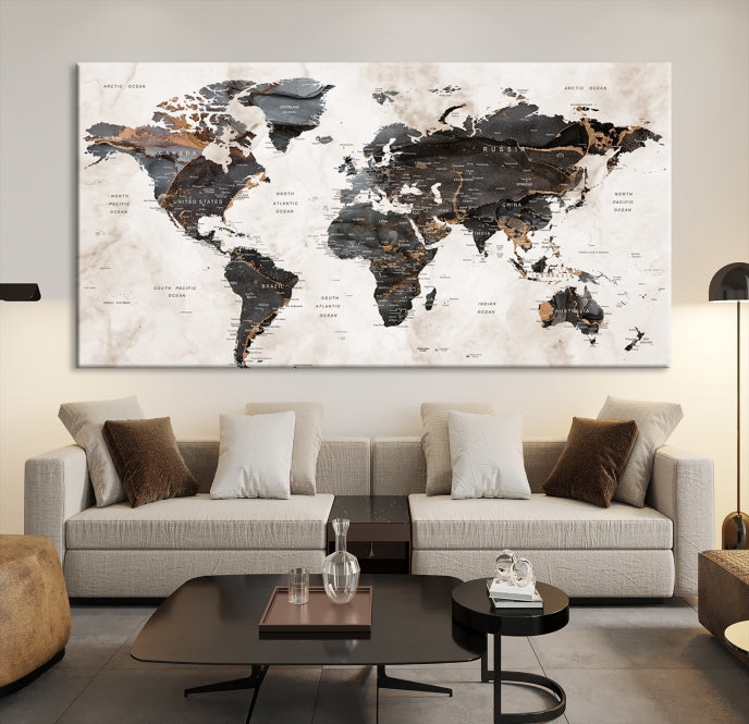 Large World Map Wall Art Canvas Print Modern Wall Decor