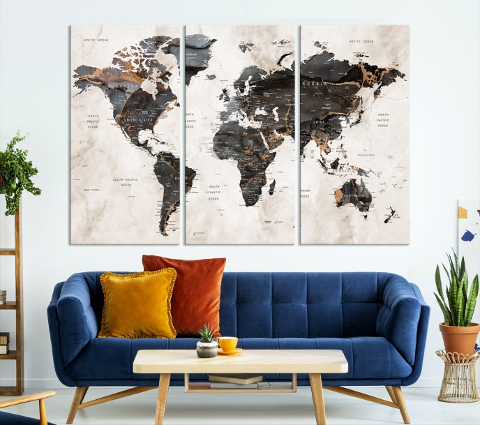 Large World Map Wall Art Canvas Print Modern Wall Decor