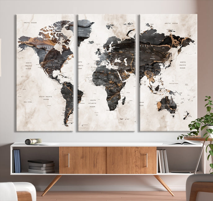 Large World Map Wall Art Canvas Print Modern Wall Decor