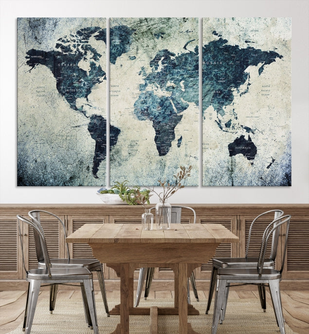 Large World Map Wall Art Print