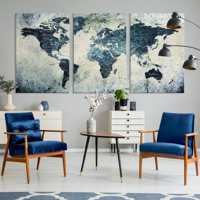 Large World Map Wall Art Print