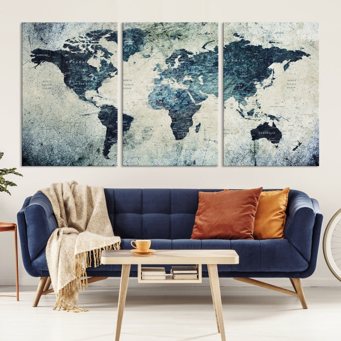 Large World Map Wall Art Print