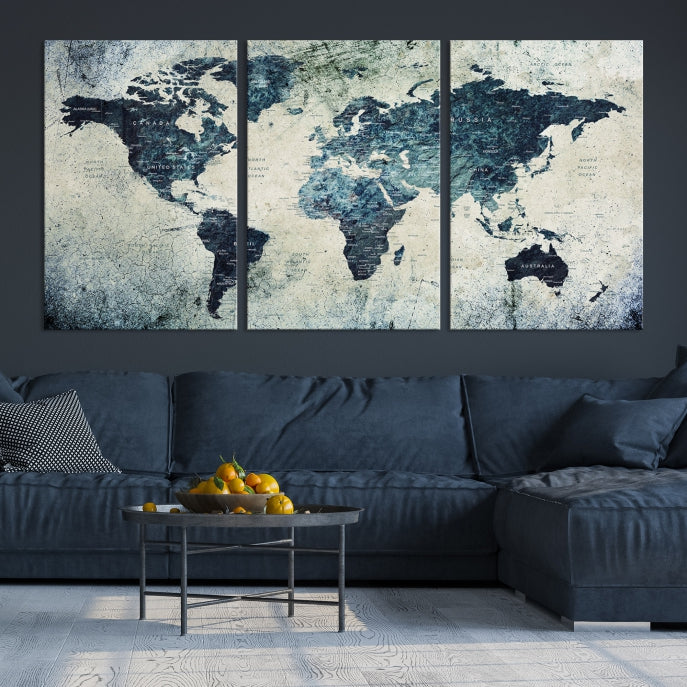 Large World Map Wall Art Print