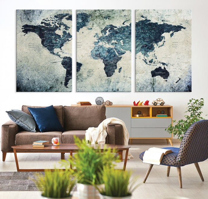 Large World Map Wall Art Print