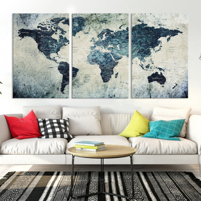 Large World Map Wall Art Print