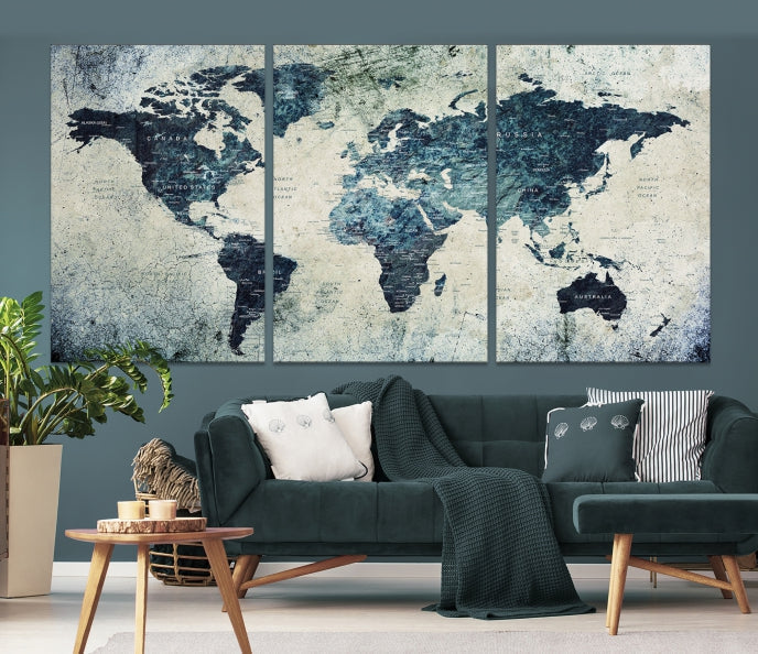 Large World Map Wall Art Print