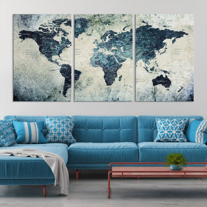 Large World Map Wall Art Print