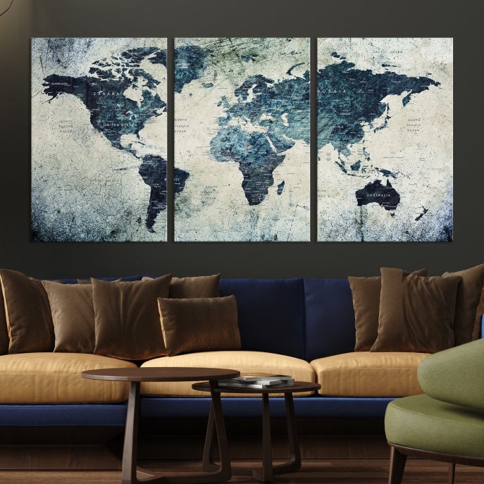 Large World Map Wall Art Print