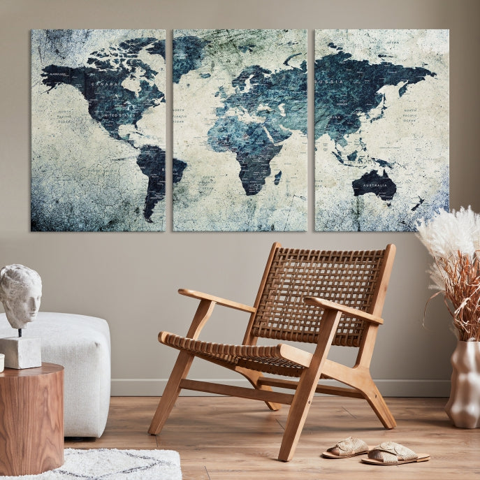 Large World Map Wall Art Print