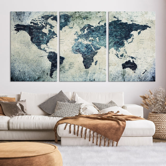 Large World Map Wall Art Print