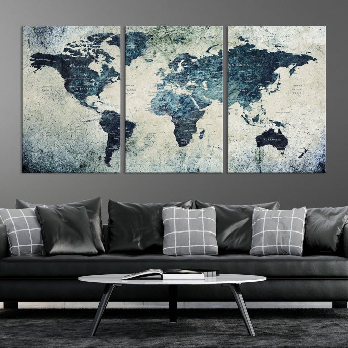 Large World Map Wall Art Print