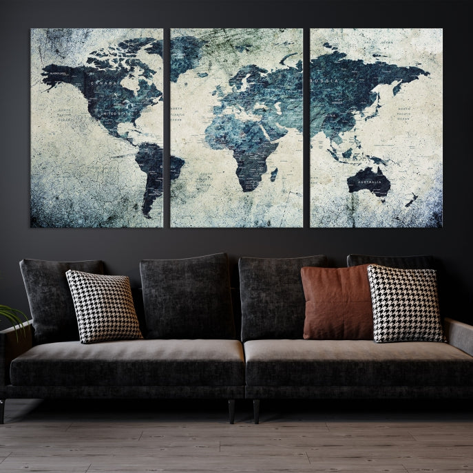 Large World Map Wall Art Print