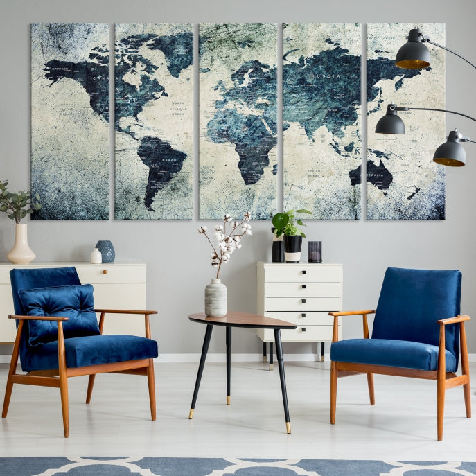 Large World Map Wall Art Print