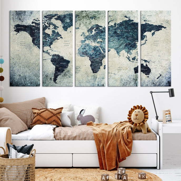 Large World Map Wall Art Print