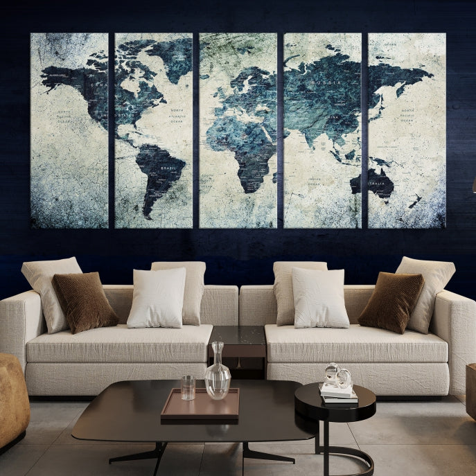 Large World Map Wall Art Print