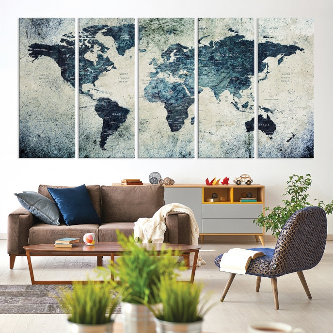 Large World Map Wall Art Print