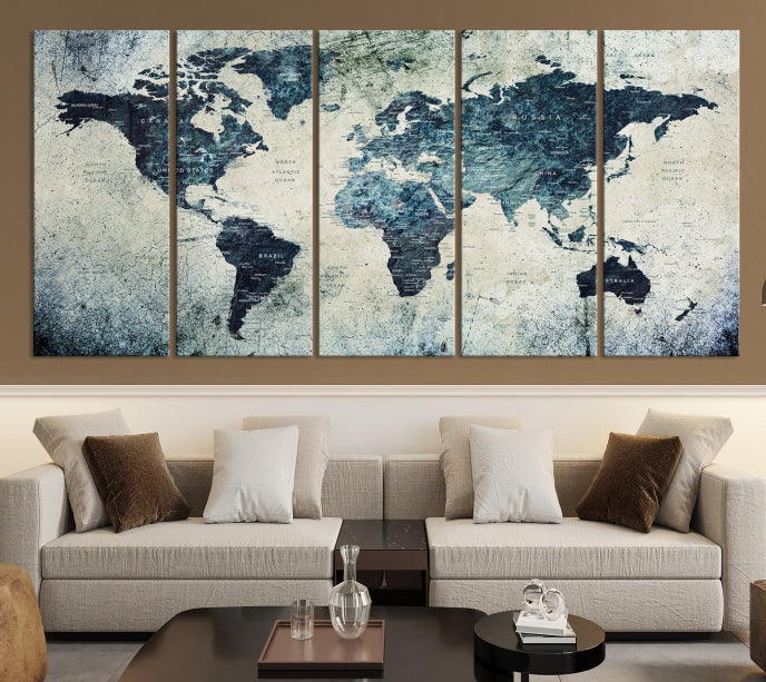 Large World Map Wall Art Print