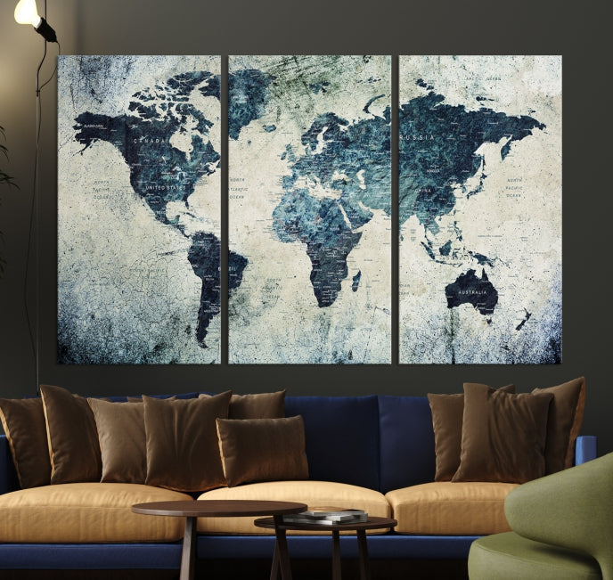 Large World Map Wall Art Print