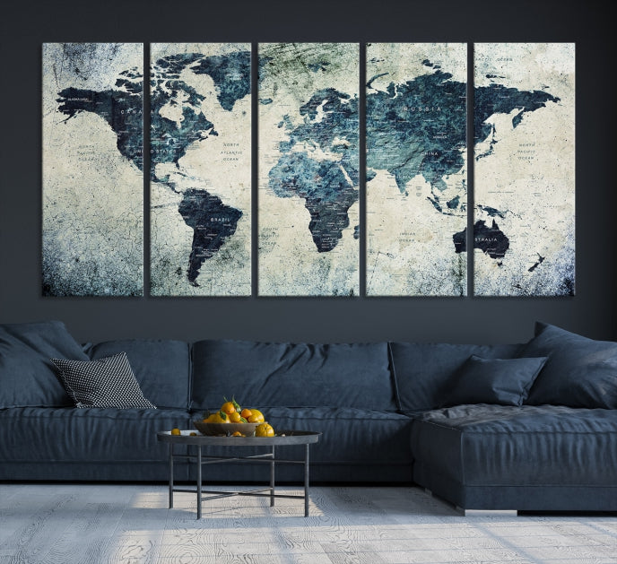 Large World Map Wall Art Print