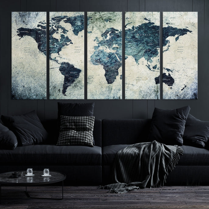 Large World Map Wall Art Print