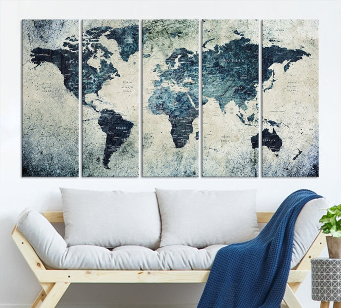 Large World Map Wall Art Print