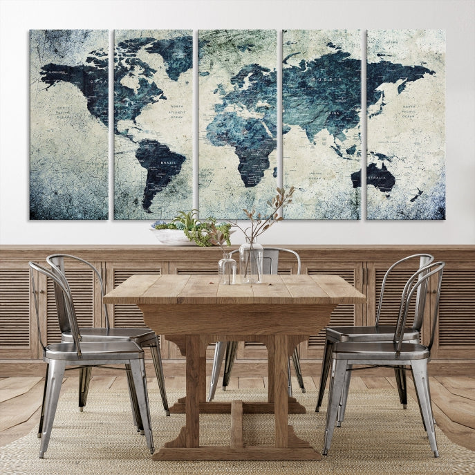 Large World Map Wall Art Print