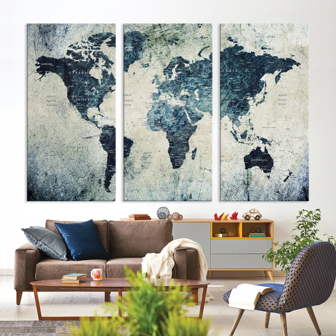 Large World Map Wall Art Print