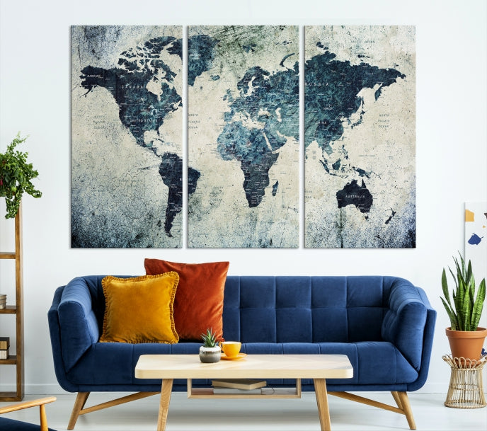 Large World Map Wall Art Print