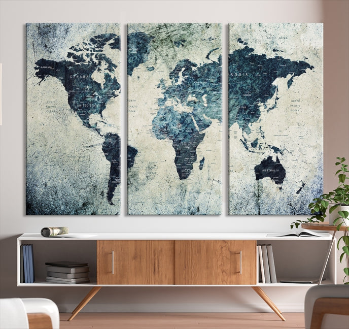 Large World Map Wall Art Print