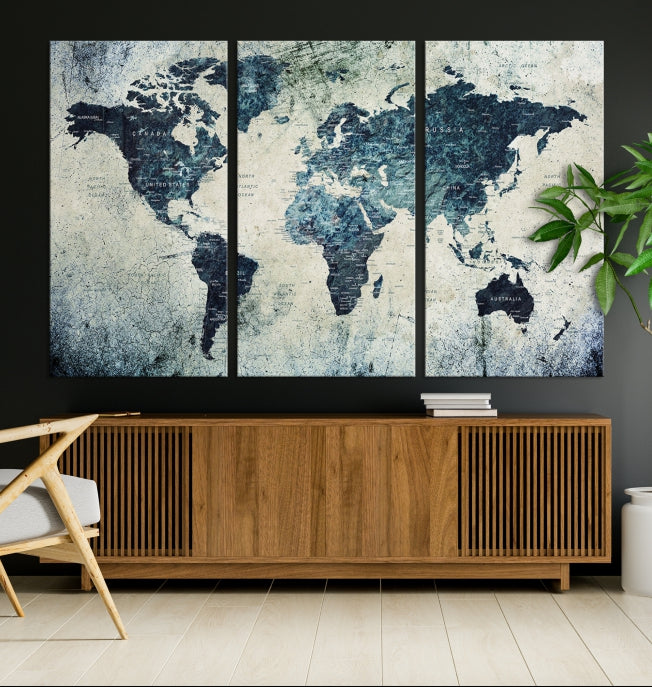 Large World Map Wall Art Print