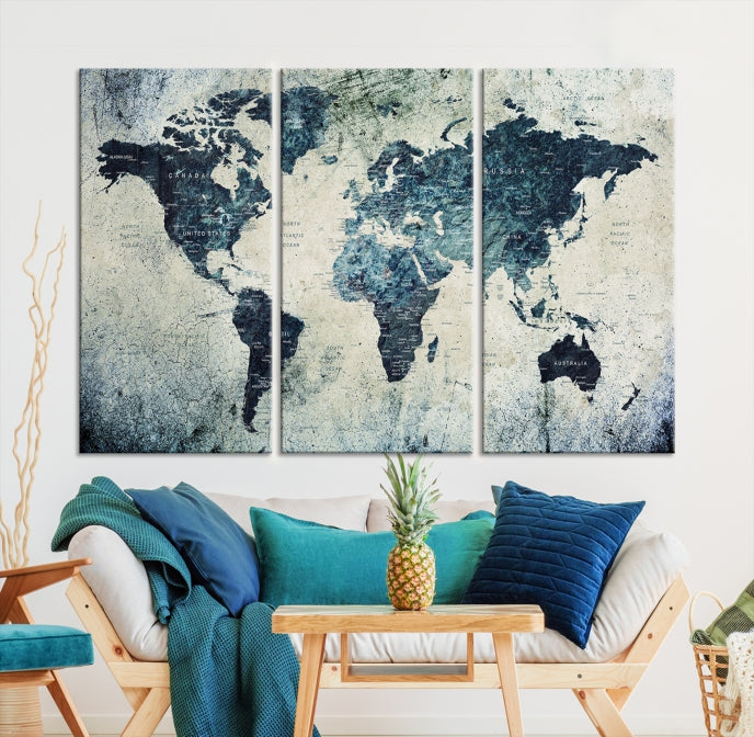 Large World Map Wall Art Print