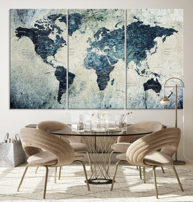 Large World Map Wall Art Print