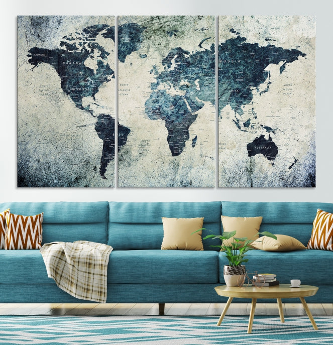 Large World Map Wall Art Print