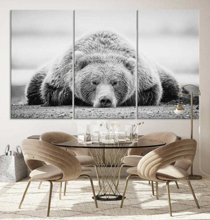 Lazy Bear Wall Art Canvas Print – Cozy Wildlife Photography for Living Room Decor, Barn, Cabin Wall Art, Farmhouse Decor Wall Art Print, Ready to Hang