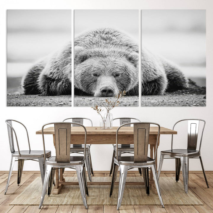 Lazy Bear Wall Art Canvas Print – Cozy Wildlife Photography for Living Room Decor, Barn, Cabin Wall Art, Farmhouse Decor Wall Art Print, Ready to Hang