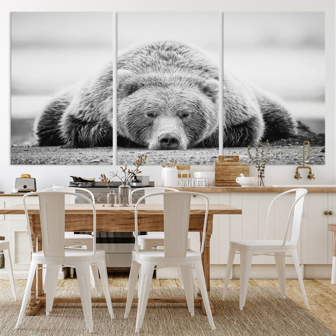 Lazy Bear Wall Art Canvas Print – Cozy Wildlife Photography for Living Room Decor, Barn, Cabin Wall Art, Farmhouse Decor Wall Art Print, Ready to Hang