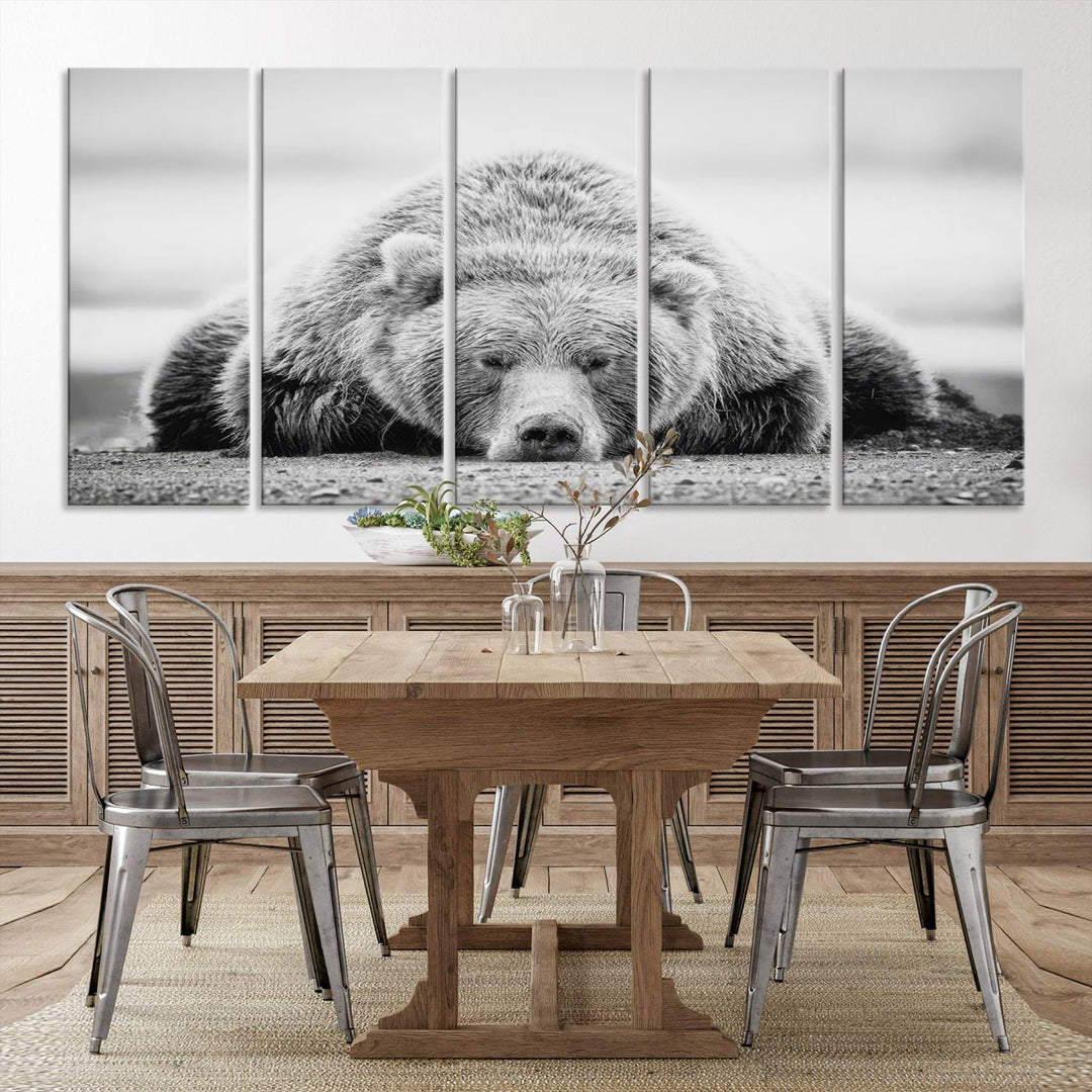 Lazy Bear Wall Art Canvas Print – Cozy Wildlife Photography for Living Room Decor, Barn, Cabin Wall Art, Farmhouse Decor Wall Art Print, Ready to Hang