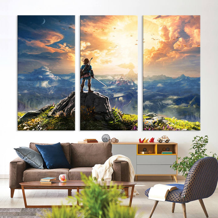 Legend of Zelda wall art Breath of the Wild Game room decor Zelda canvas print Nursery art Zelda poster Large canvas art