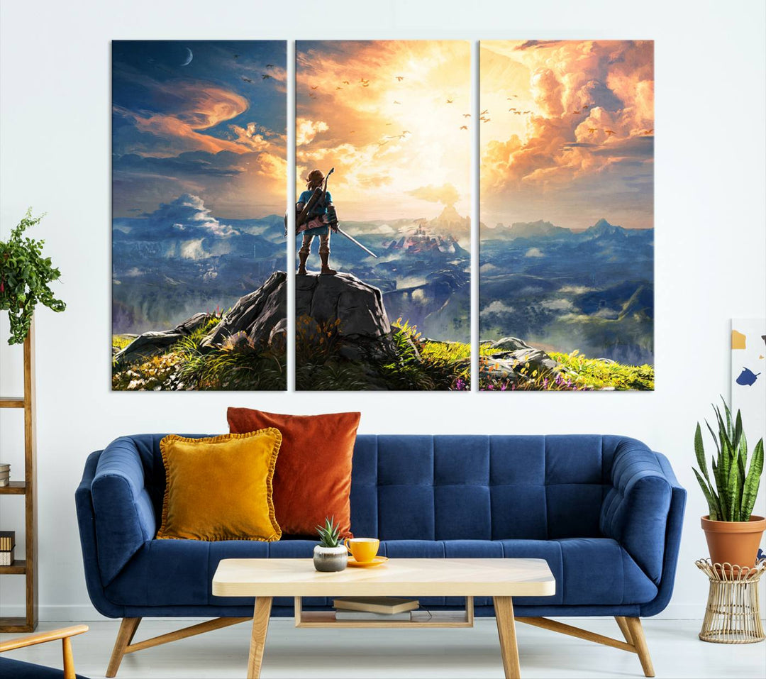 Legend of Zelda wall art Breath of the Wild Game room decor Zelda canvas print Nursery art Zelda poster Large canvas art